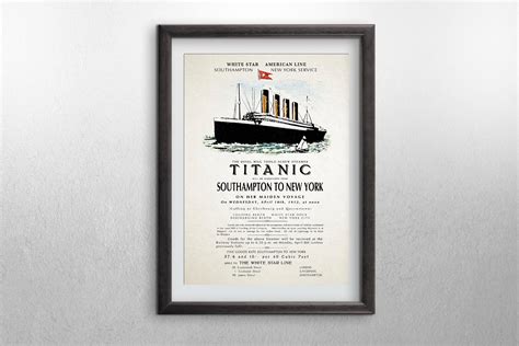 Titanic Poster Historical Art Print Titanic T Titanic Etsy Small