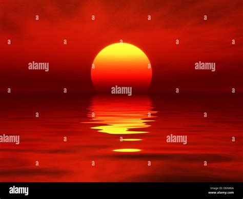 Ocean Sunset Red Stock Photo Alamy