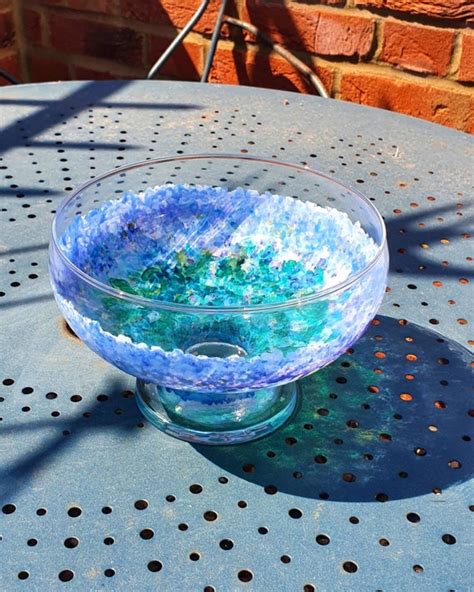 Water Lilies Hand Painted Glass Bowl Free Uk Delivery Etsy