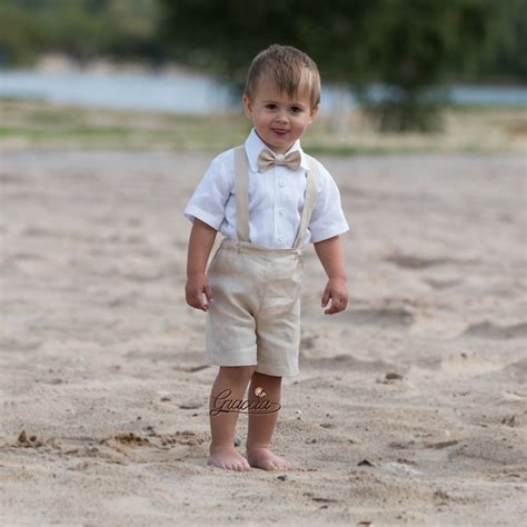 Ring Bearer Outfit Baby Boy Baptism Clothes Boy Linen Suit