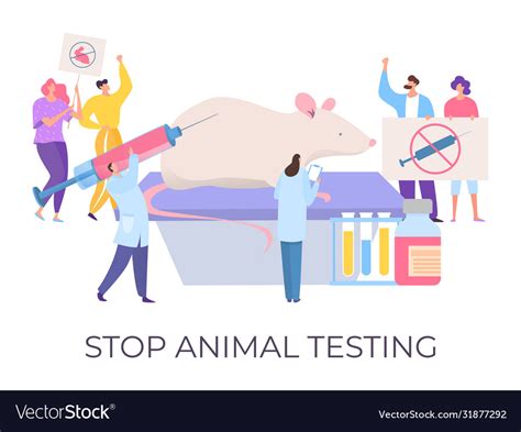 Stop Animal Testing Demonstration Against Cruelty Vector Image