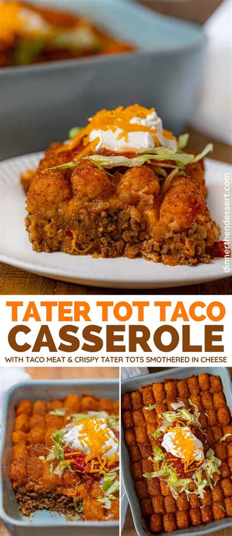 Making taco tater tot casserole is a fantastic way to switch up the classic taco night at your house, making it new and exciting. Tater Tot Taco Casserole Recipe - Dinner, then Dessert