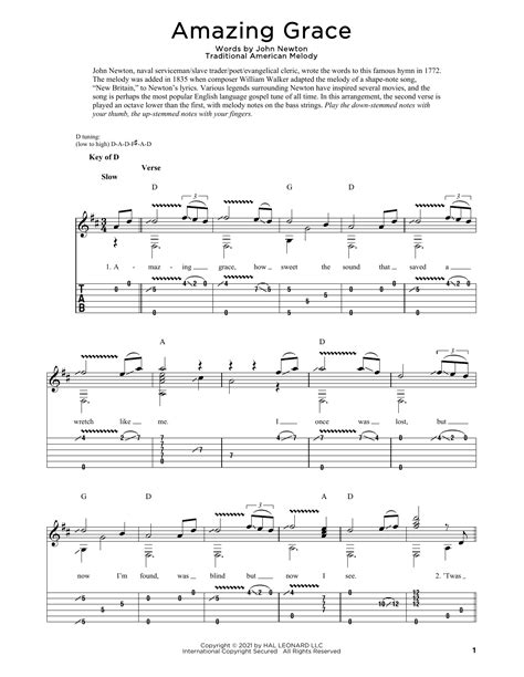 Amazing Grace Sheet Music Traditional American Melody Dobro