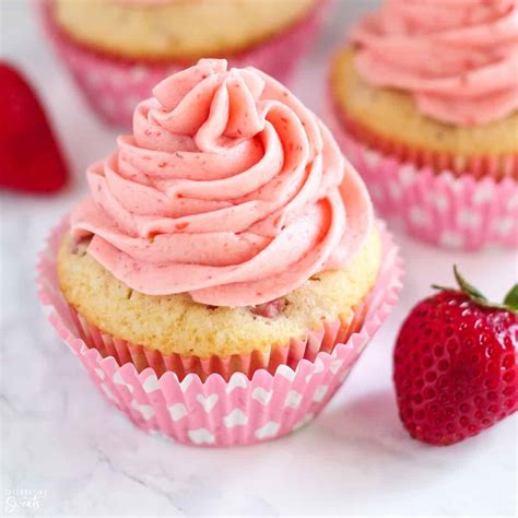 Strawberry Cupcakes With Strawberry Frosting Celebrating Sweets