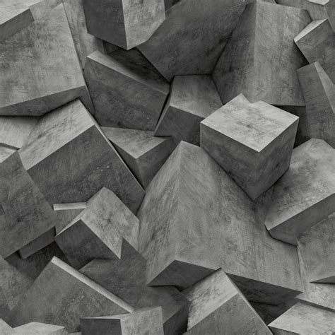 Muriva Stone Cube Pattern Wallpaper 3d Square Textured