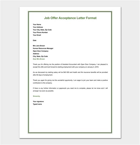 With this job acceptance letter sample you can professionally. Acceptance Letter Template - 9+ (Samples & Examples)