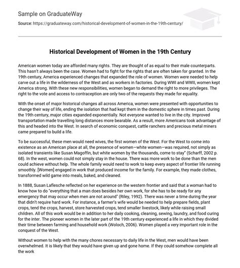 ⇉historical development of women in the 19th century essay example graduateway