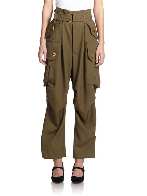 Marc Jacobs Belted High Waist Cargo Pants In Green Lyst