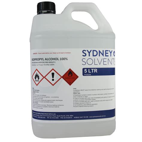 Isopropyl Alcohol 100 5 Litre Sydney Solvents Free Shipping