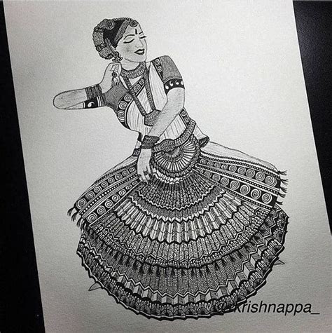 Zentangle Inspired Bharatanatyam Dancer Art Print Etsy Uk Dancers Art Mandala Art Lesson