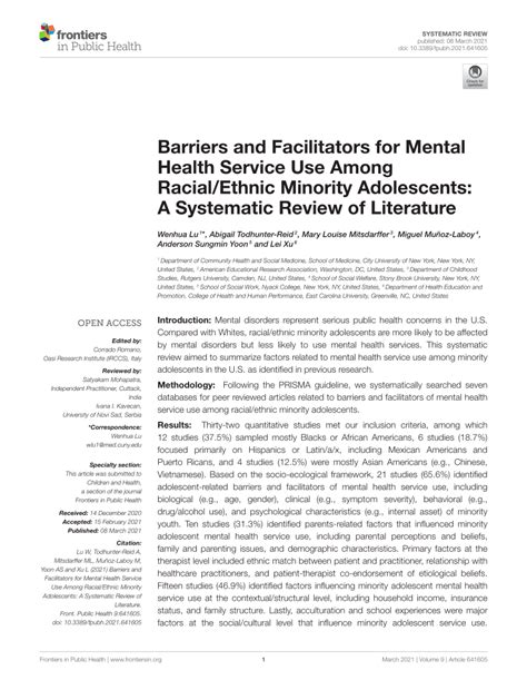 Pdf Barriers And Facilitators For Mental Health Service Use Among Racialethnic Minority