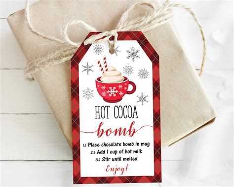 Hot Cocoa Bomb Tag Hot Chocolate Bomb Instructions Card Etsy Canada