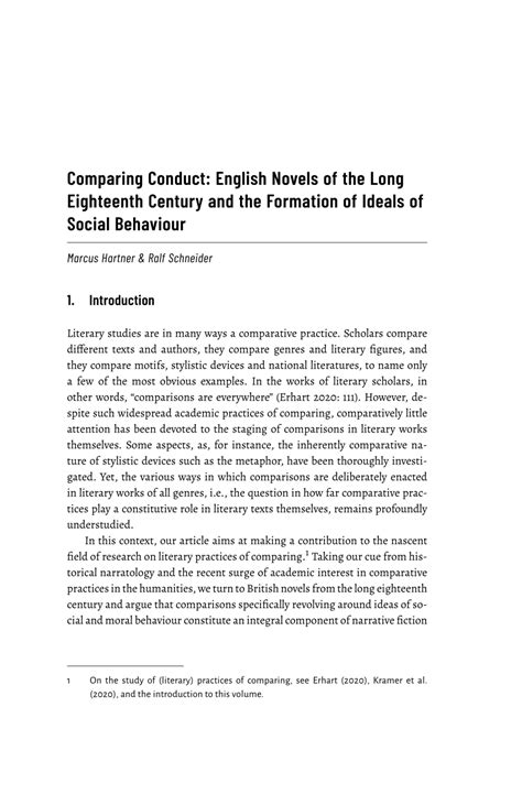 Pdf Comparing Conduct English Novels Of The Long Eighteenth Century