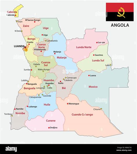 Angola Politica E Amministrativa Di Mappa Vettoriale Immagine E