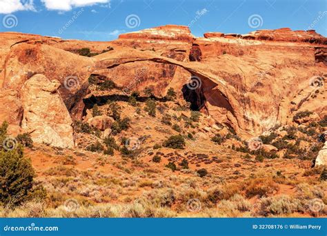 Landscape Arch Rock Canyon Arches National Park Moab Utah Stock Photo