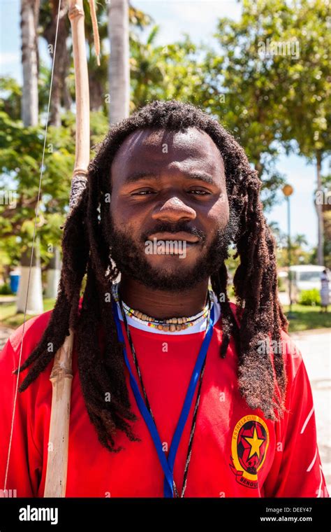Africa Angola Benguela Close Up Portrait Of Rastafarian Man Stock