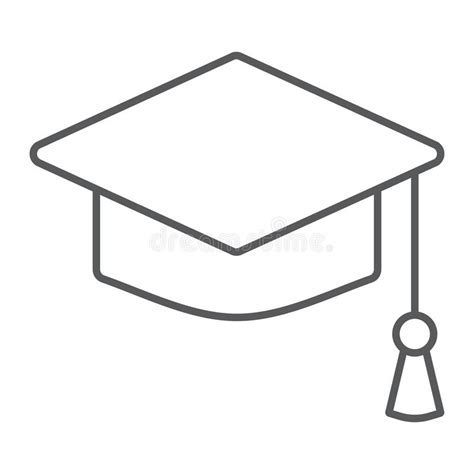 Línea Fina Icono Educación Escolar Del Casquillo De La Graduación