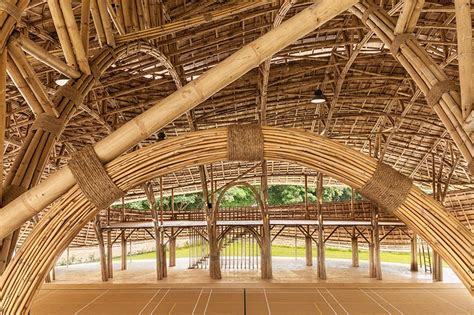 Gedung Olah Raga Nol Karbon Konstruksi Dari Bambu Ikonsid
