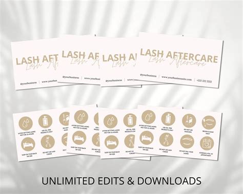 Lash Aftercare Card Template Printable Eyelash Care Cards Etsy Canada