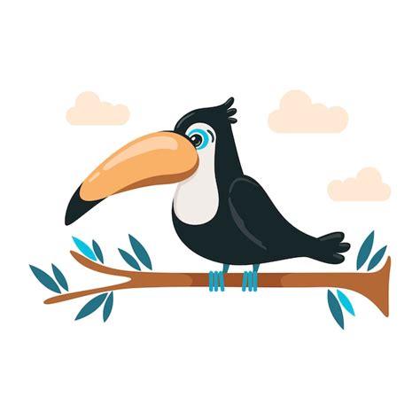 Premium Vector Cute Toucan Sitting On A Branch