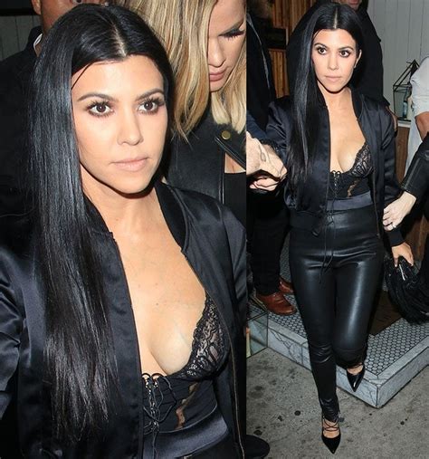 Kourtney Kardashian Displays An Eyeful Of Cleavage In A Lace Corset Top