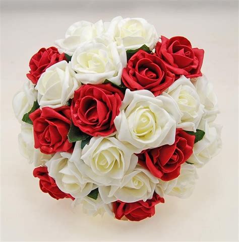 Brides Dusky Pink Ivory And Grey Artificial Foam Rose Wedding Bouquet Budget Wedding Flowers