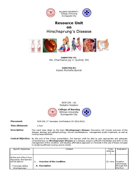 Resource Unit On Hirschsprungs Disease Constipation Rectum