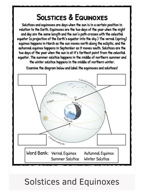 Solstice And Equinox Worksheet