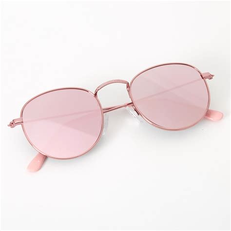 Metallic Round Sunglasses Pink Claire S Us