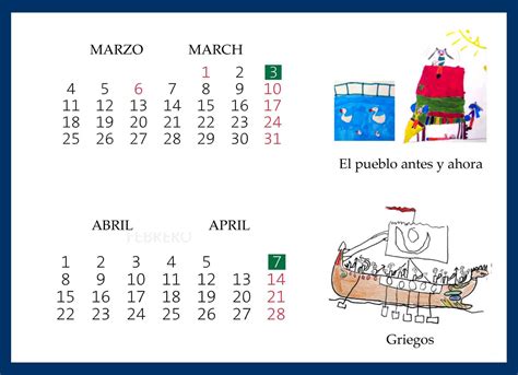 Calam O Calendario Marzo Y Abril