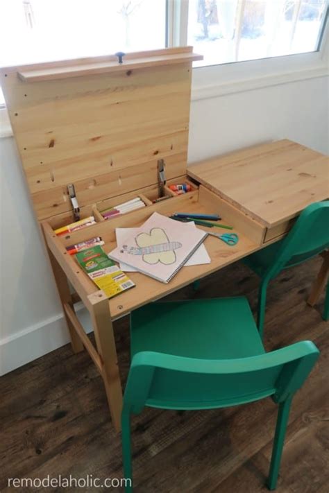 Remodelaholic Diy Ikea Hemnes Desk Hack Into Hidden Double Desk For Kids