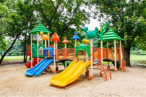 Colorful Playground On Yard In The Park Stock Image Image Of Climb