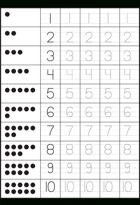 It is also the letter style most often used in early elementary reading books, thereby increasing visual word memorization leading to. Tracing Numbers 1-10 Worksheets Kindergarten Pdf | NumbersWorksheet.com