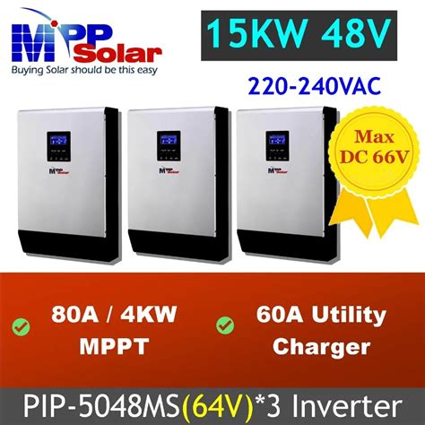 Ms 15kva 15kw Solar Inverter 48v 230vac 80a Mppt Solar Charger 3