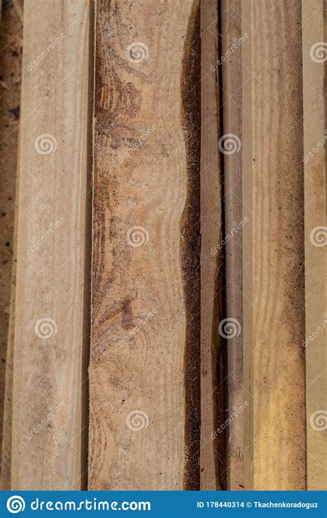 Wood Working Industry Stack Of Wooden Planking Lath Board Joist Table