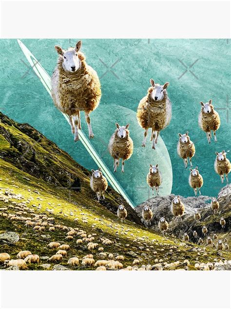 The Flyings Sheep Collage Art Work Surreal Picture Modern Art