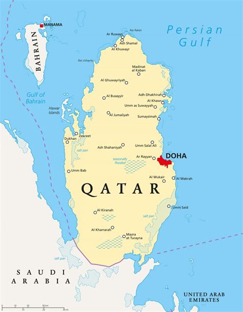 قطر المدن خريطة قطر خريطة المدن غرب آسيا آسيا