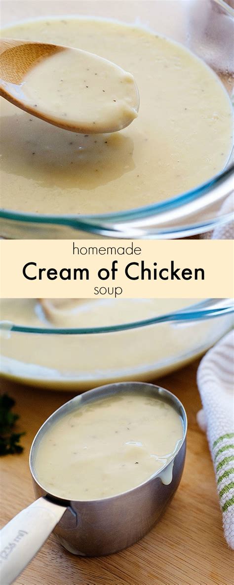 It usually came in a can in condensed form, which called for mixing it with water to make a when the soup is properly seasoned, it's ready to use. Homemade Condensed Cream of Chicken Soup - Life In The ...