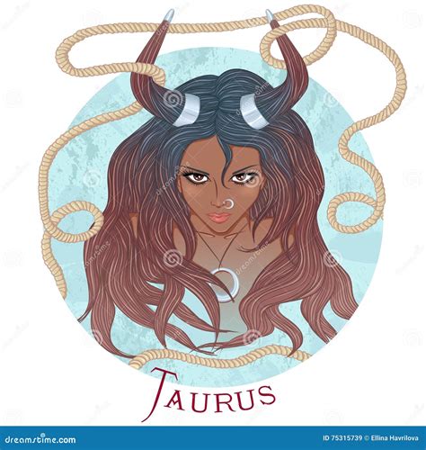 Astrological Sign Of Taurus As A Beautiful African American Girl Stock