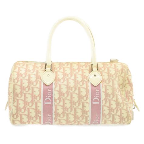 Christian Dior Trotter Canvas Hand Bag Pink Flower Auth Rd423 Ebay