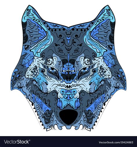Wolf Head Zentangle Stylized Royalty Free Vector Image