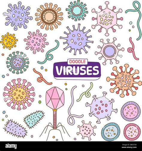 Set Of Viruses Vector Cartoon Illustration Elements Various Objects Of