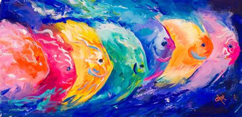 Kaleidoscope Of Fish A Youtube Acrylic Painting Tutorial By Ginger Cook