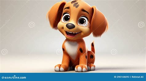 Happy Puppy Dog Smiling On Isolated Background 3d Rendering Stock