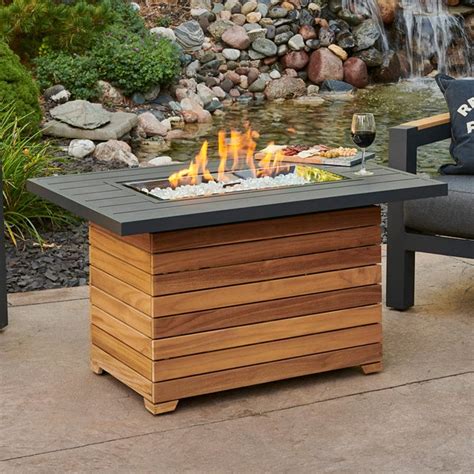 The Outdoor GreatRoom Company Darien Inch Rectangular Propane Gas Fire Pit Table With