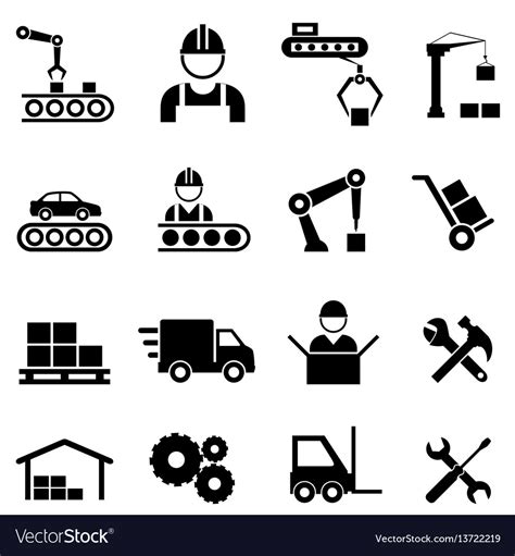 Factory Industry And Manufacturing Industry Icons Vector Image