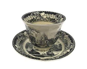 5 3 4 Virginia Transferware Porcelain Tea Cup And Saucer Etsy