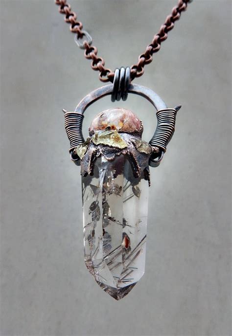 Tribal Amulet With Inclusion Clear Quartz Wand Fire Opal And Etsy