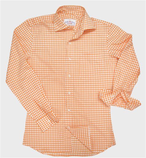 Light Orange Gingham Shirt..... | Shirts, Gingham shirt, Orange gingham