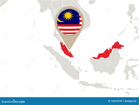 Malaysia On World Map Stock Vector Illustration Of Vector 129618709